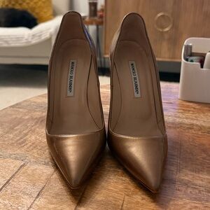 Manolo Blahnik Metallic Bronze Pumps